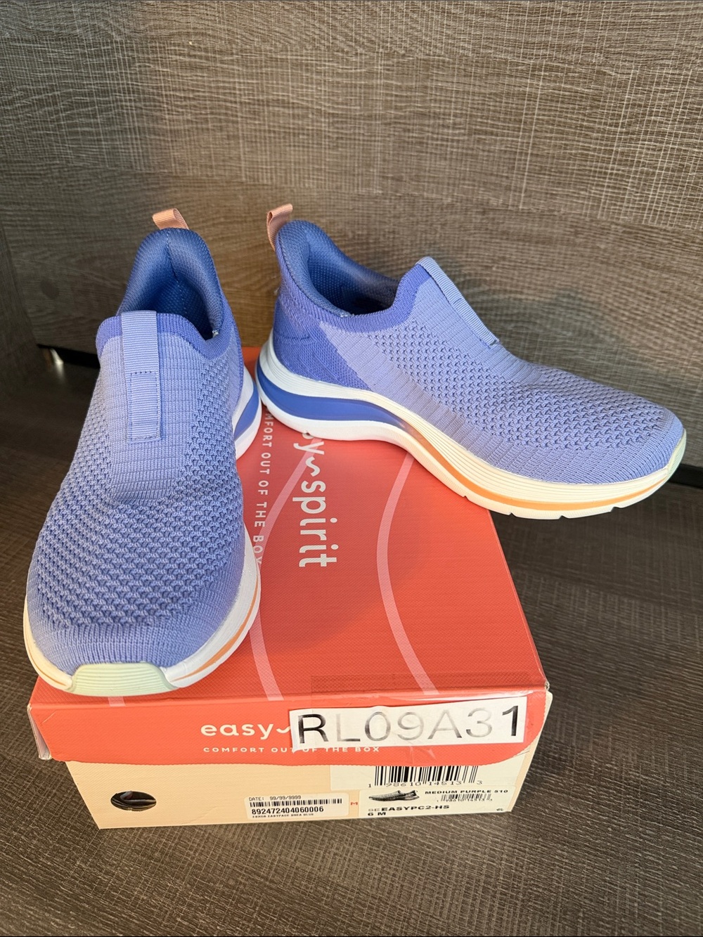 Easy Spirit Light Purple Slip-On Knit Walking Shoes